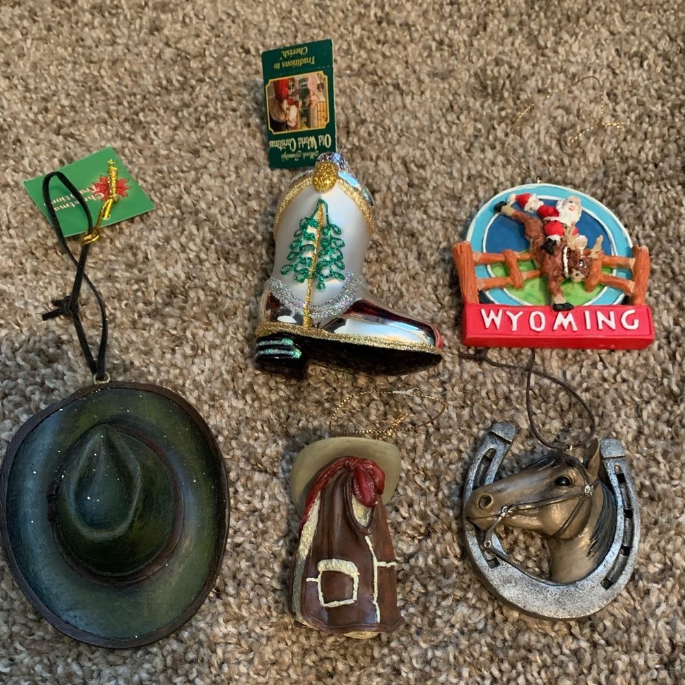 5 piece Cowboy Christmas ornaments